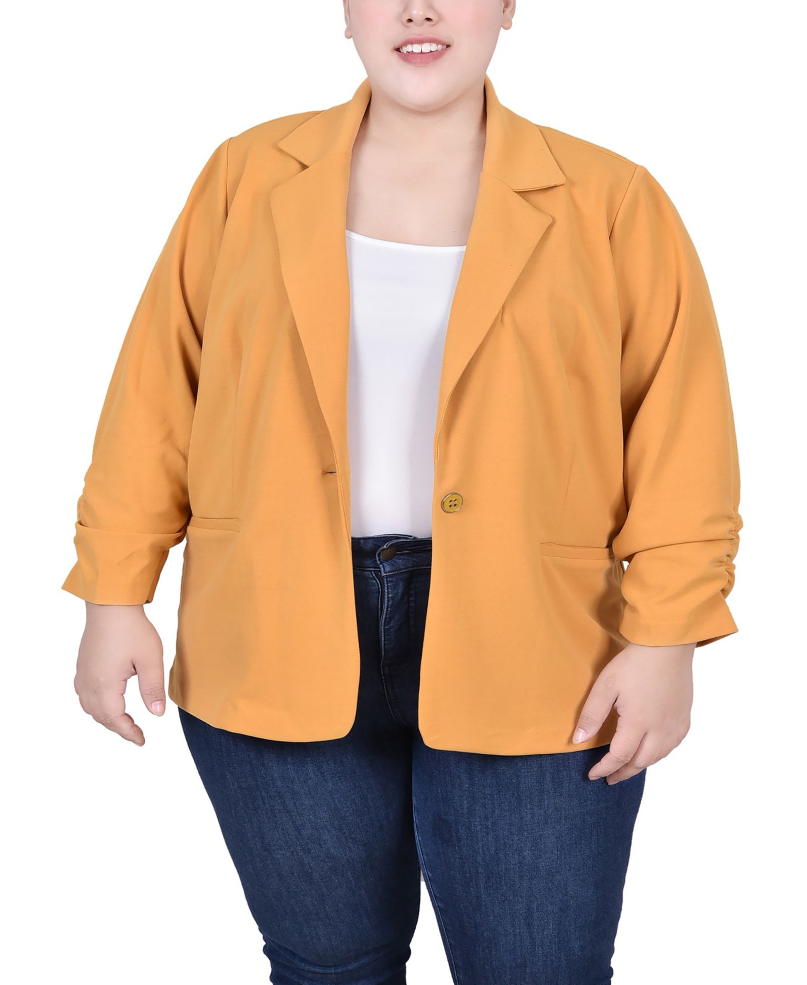 Женская куртка NY Collection Plus Size Long Sleeve Scuba Crepe