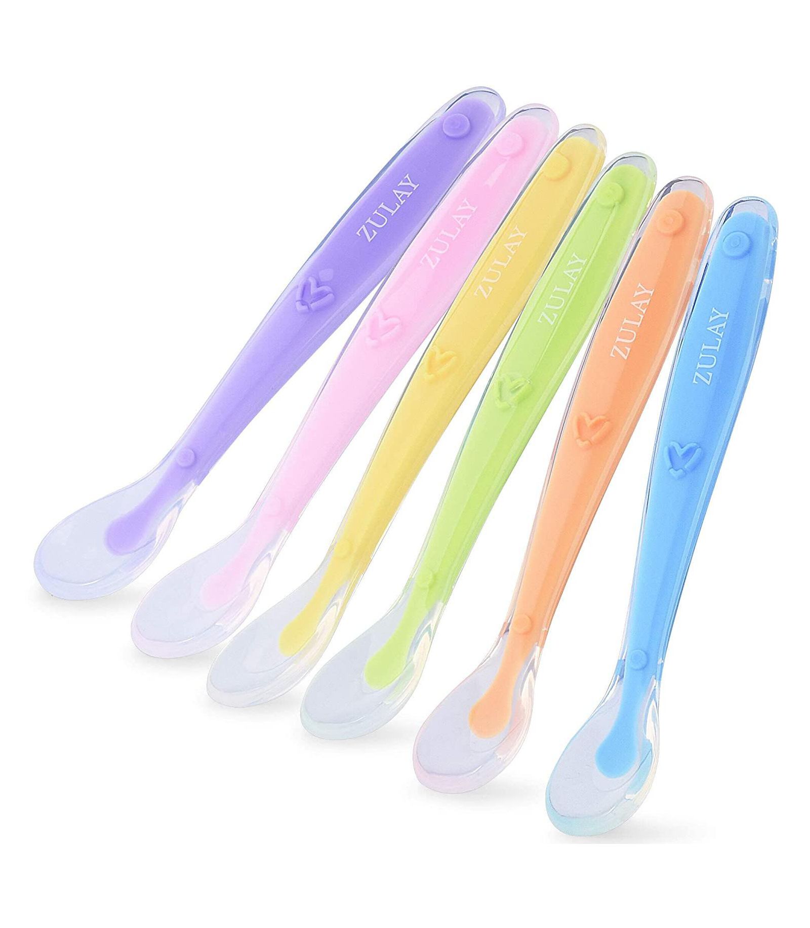 Zulay Kitchen 6 Pack Silicone Baby Spoon - First Stage Baby Feeding Spoon