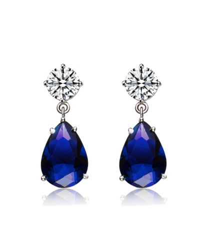 Серьги Genevive Dainty Sterling Silver Pear and Round CZ Mini Drop