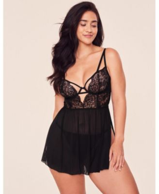 Adore Me Plus Size Rae Unlined Babydoll and G-String Set Lingerie