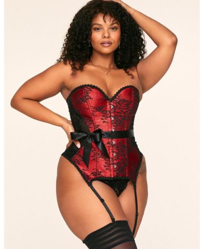 Adore Me Plus Size Jasmine Boned Strapless Corset & Thong Set