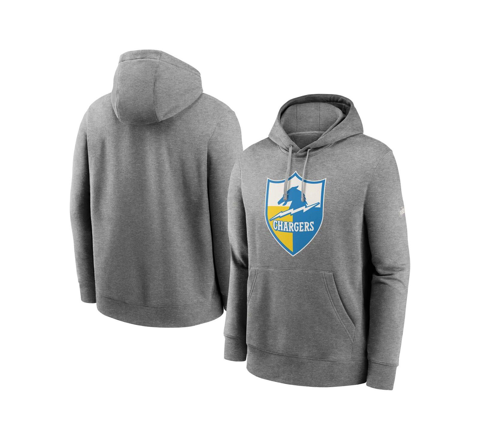 Мужское худи Nike Los Angeles Chargers Heathered Gray Rewind Club Fleece Pullover