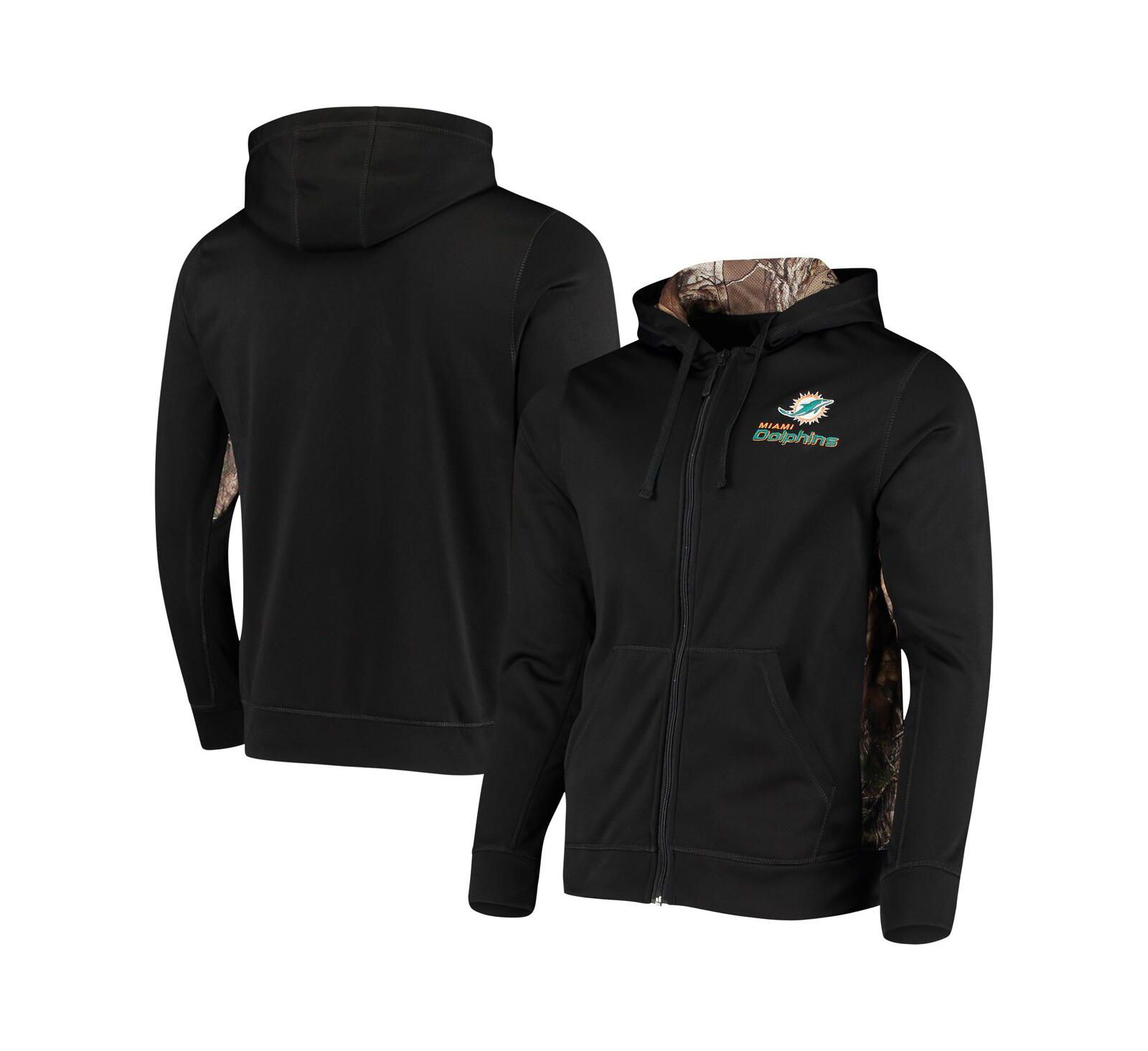 Мужское худи Dunbrooke Black, Realtree Camo Miami Dolphins Decoy Tech Fleece Full-Zip