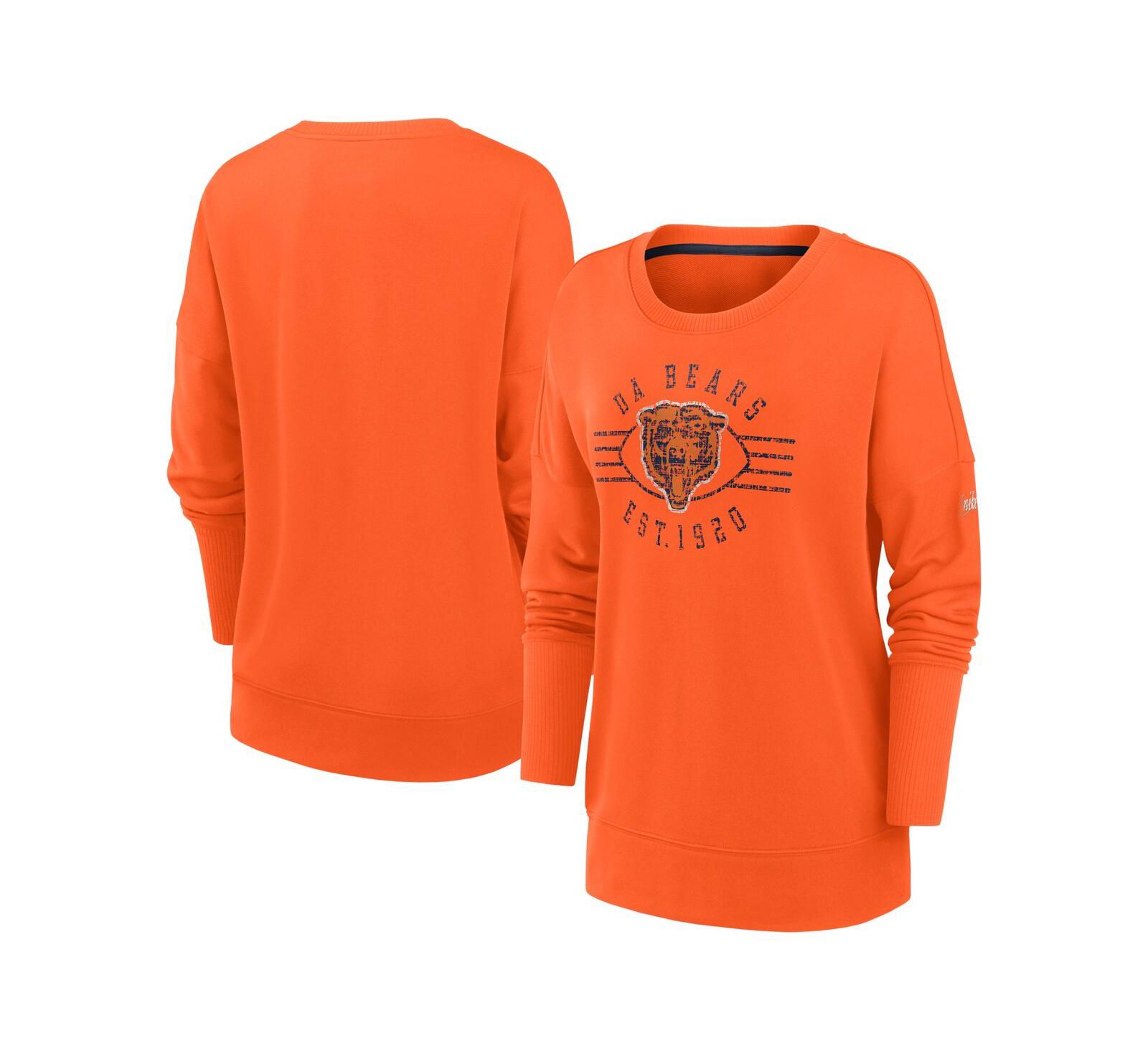 Women's Nike Orange Chicago Bears Rewind Playback Icon Performance Pullover Sweatshirt