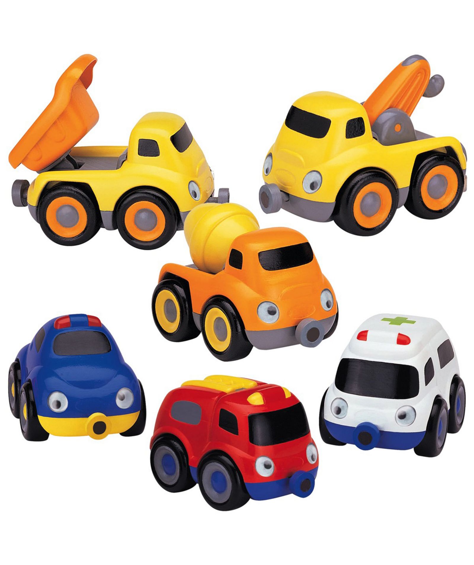 Набор игрушечных грузовиков Small World Toys Emergency and Construction Truck Tailgate Trios, 6 шт.