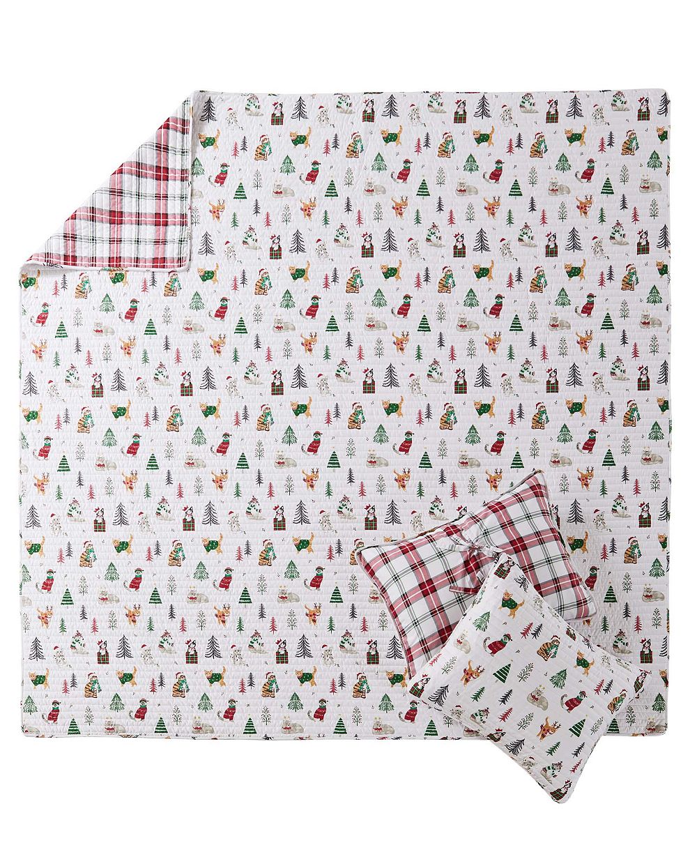 Комплект покрывал Levtex Home Meowy Christmas Reversible 3-Pc., Full/Queen