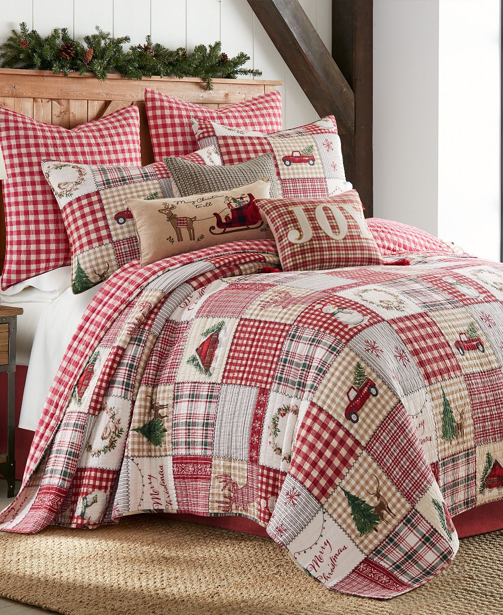 Levtex Home for Christmas Festive Plaid 3-Piece Quilt Set, Full/Queen