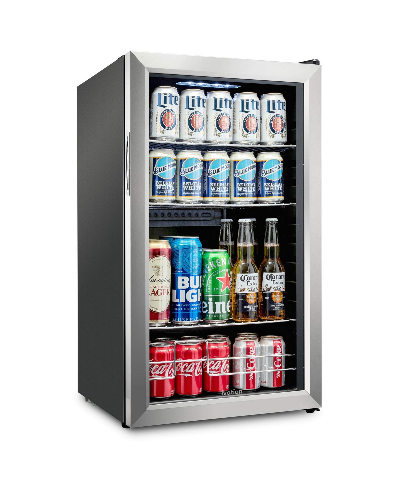 Ivation 126 Can Small Refrigerator & Beverage Cooler, Stainless Steel