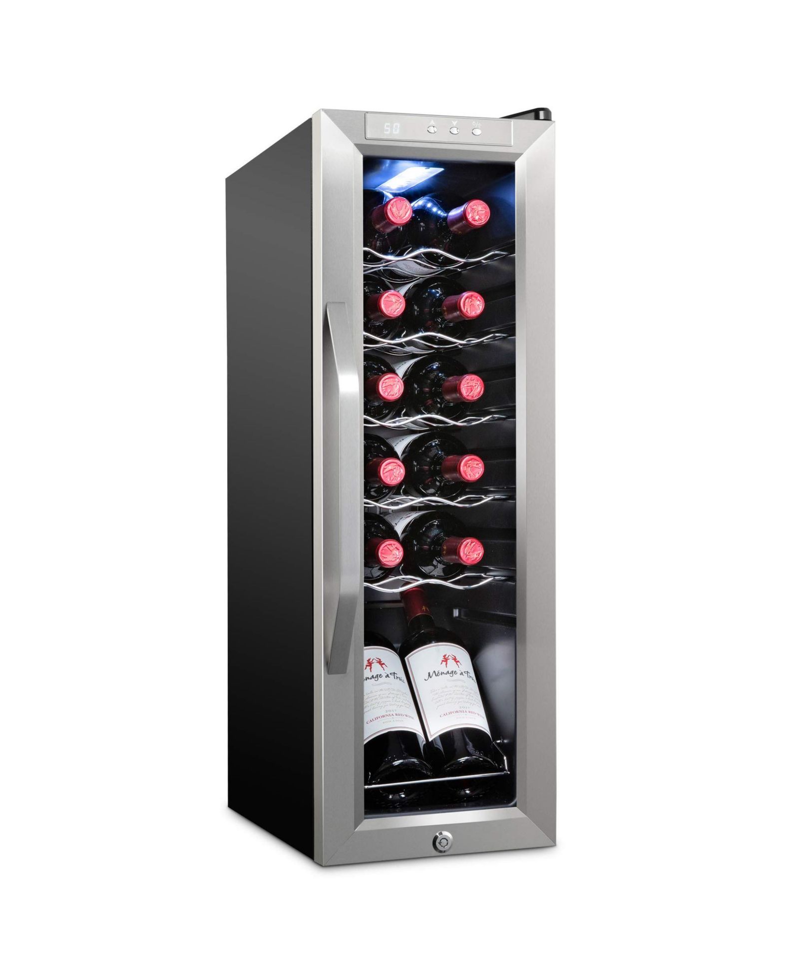 Ivation Freestanding Wine Refrigerator, 12 Bottle Wine Cooler