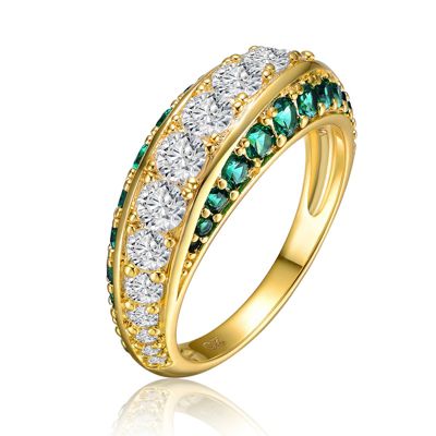 Коктейльное кольцо Genevive Radiant 14K Gold Plated с кубическим цирконием