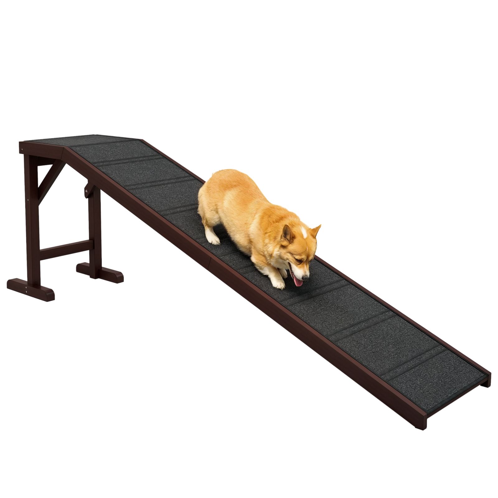 PawHut Foldable Pet Ramp for Dogs Non-slip Carpet Platform 74"L x 16"W x 25"H