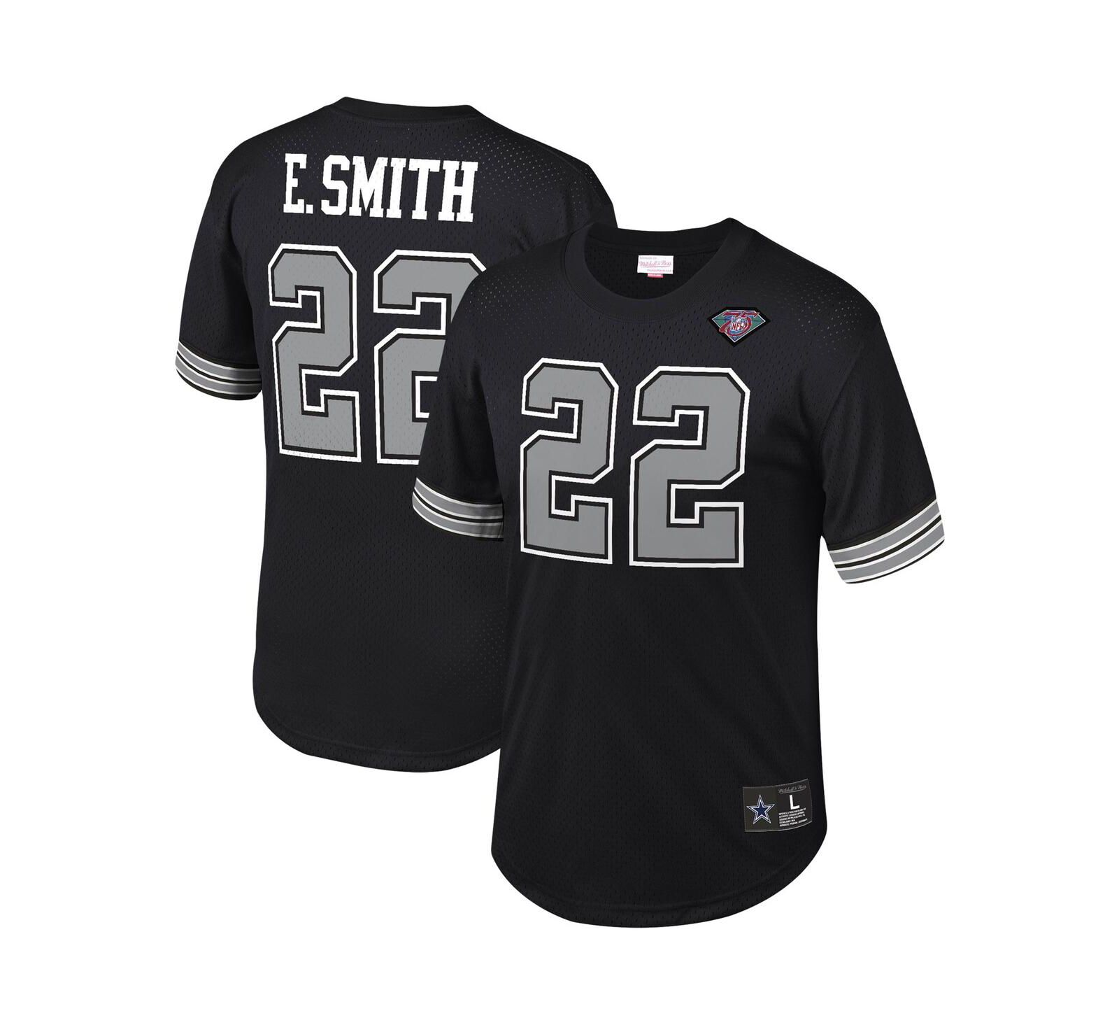Мужская сетчатая футболка Mitchell & Ness Emmitt Smith Black Dallas Cowboys с именем и номером игрока
