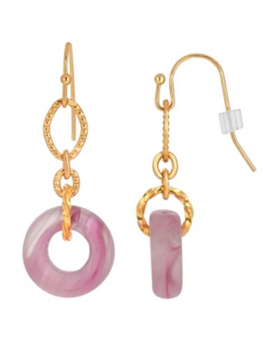 Серьги-подвески 2028 Gold Tone Pink Link