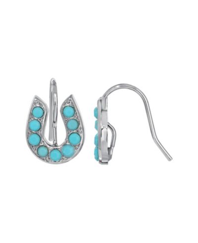 Серьги 2028 Silver Tone Turquoise Horseshoe Wire