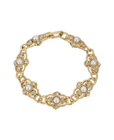 Браслет 2028 14K Gold Plated Imitation Pearl Link
