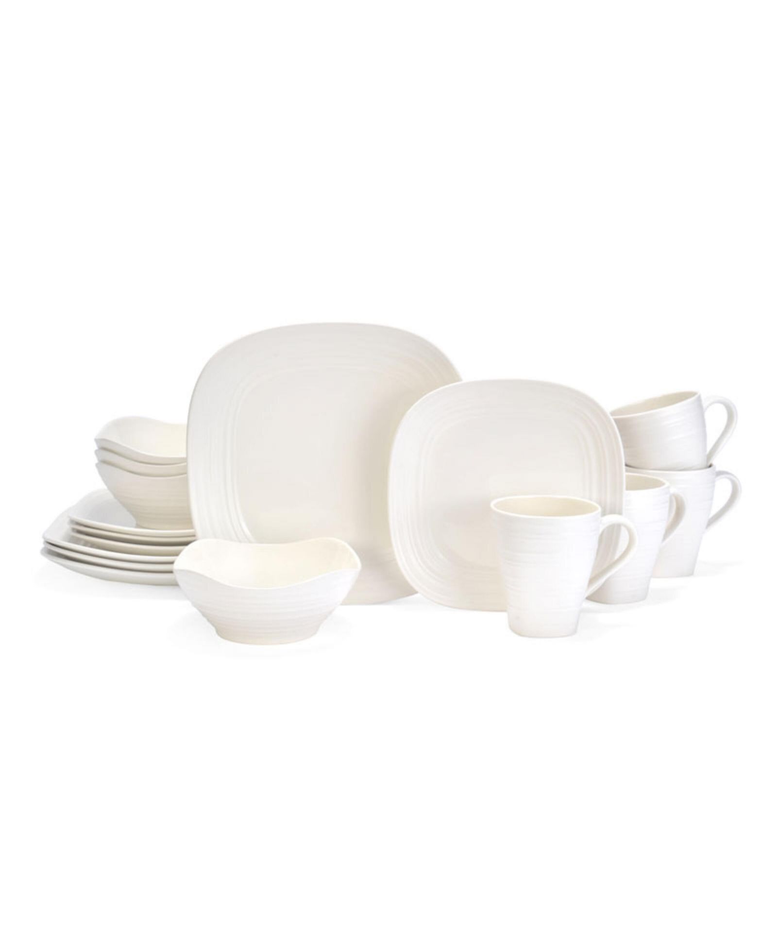 Mikasa Swirl Square 16 Pc. Dinnerware Set, Service for 4