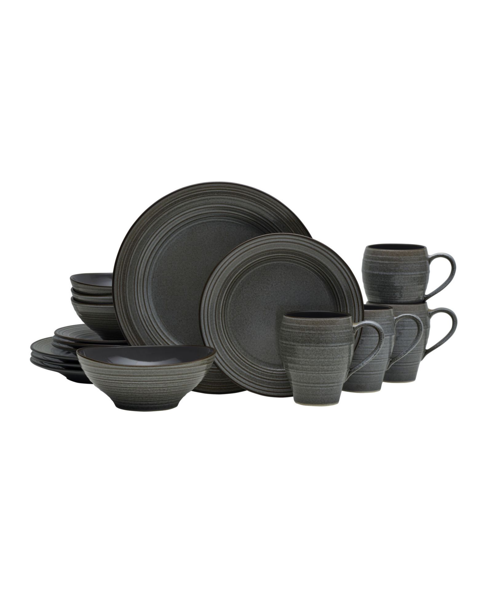 Mikasa Swirl Graphite 16 Pc. Dinnerware Set, Service for 4