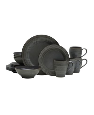 Mikasa Swirl Graphite 16 Pc. Dinnerware Set, Service for 4