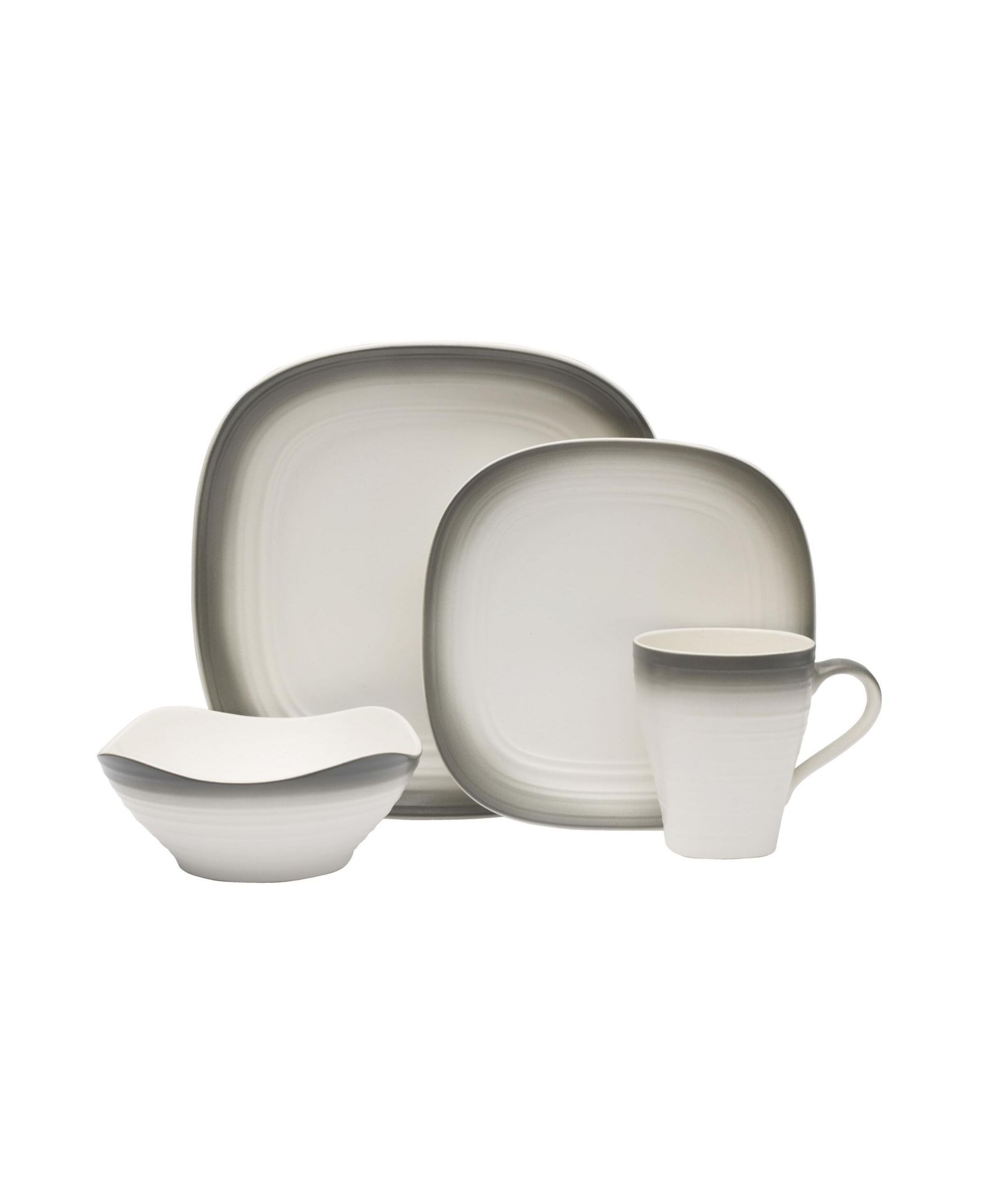Mikasa Swirl Graphite 16 Pc. Dinnerware Set, Service for 4