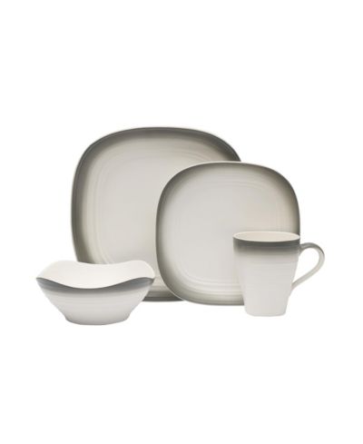 Mikasa Swirl Graphite 16 Pc. Dinnerware Set, Service for 4