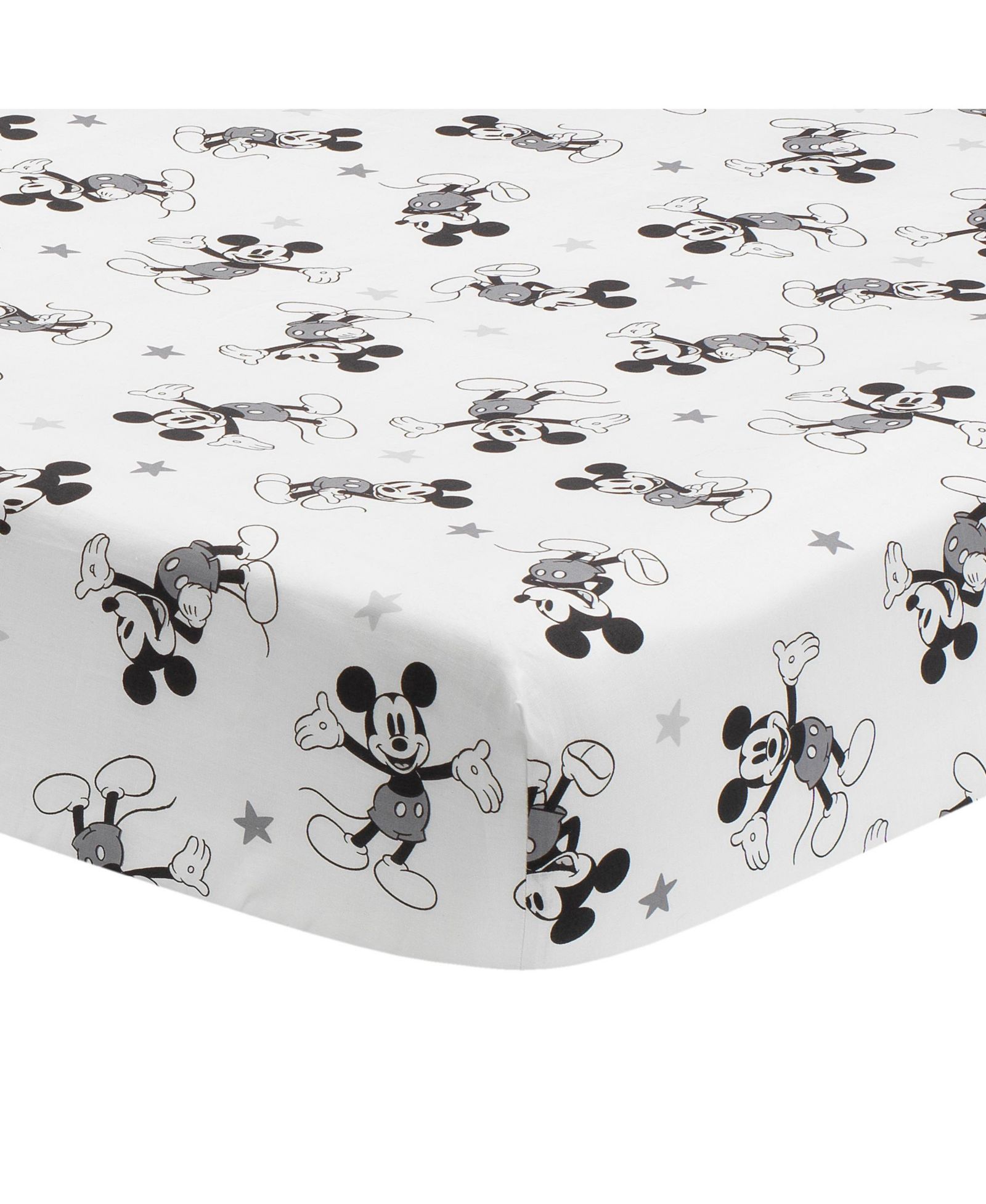 Lambs & Ivy Lambs and Ivy Disney Baby Magical Mickey Mouse 100% Cotton Fitted Crib Sheet - White/Black