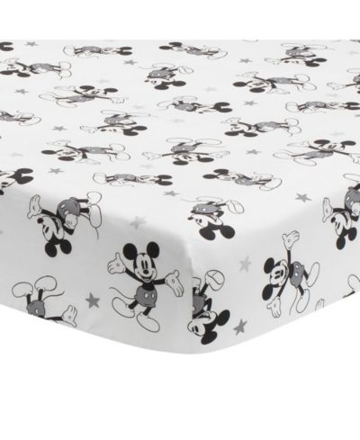 Lambs & Ivy Lambs and Ivy Disney Baby Magical Mickey Mouse 100% Cotton Fitted Crib Sheet - White/Black