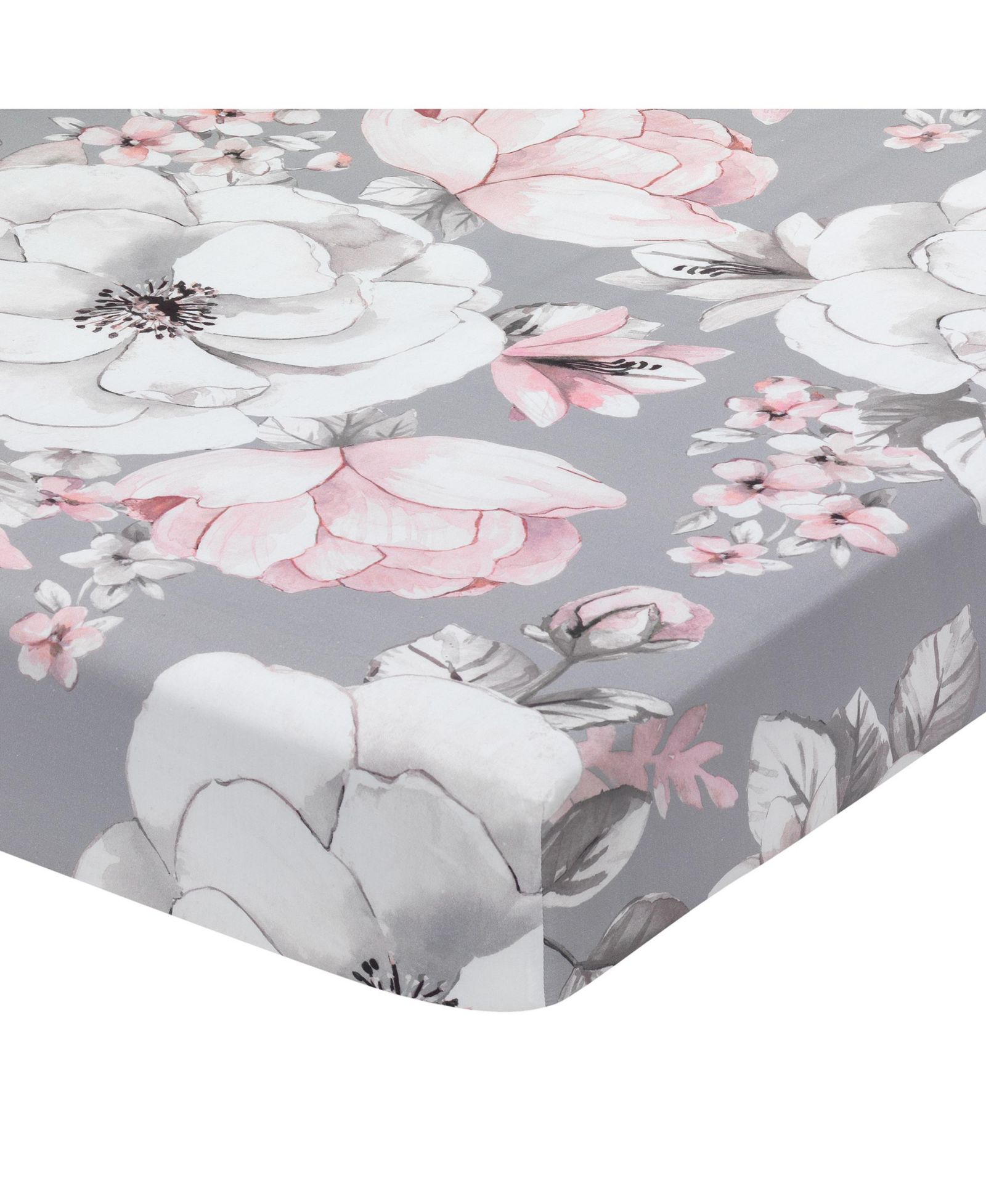Хлопковая простыня для детской кроватки Lambs & Ivy Signature Botanical Watercolor Floral Gray