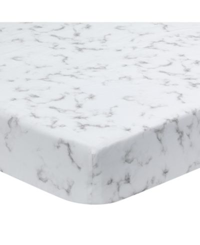 Lambs & Ivy Baby Signature Gray/White Marble Organic Cotton Fitted Crib Sheet