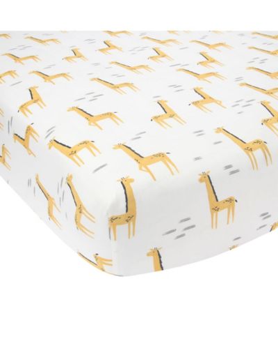 Простыня на резинке Lambs & Ivy Baby Signature Giraffe Organic Cotton Fitted Crib Sheet - White/Yellow