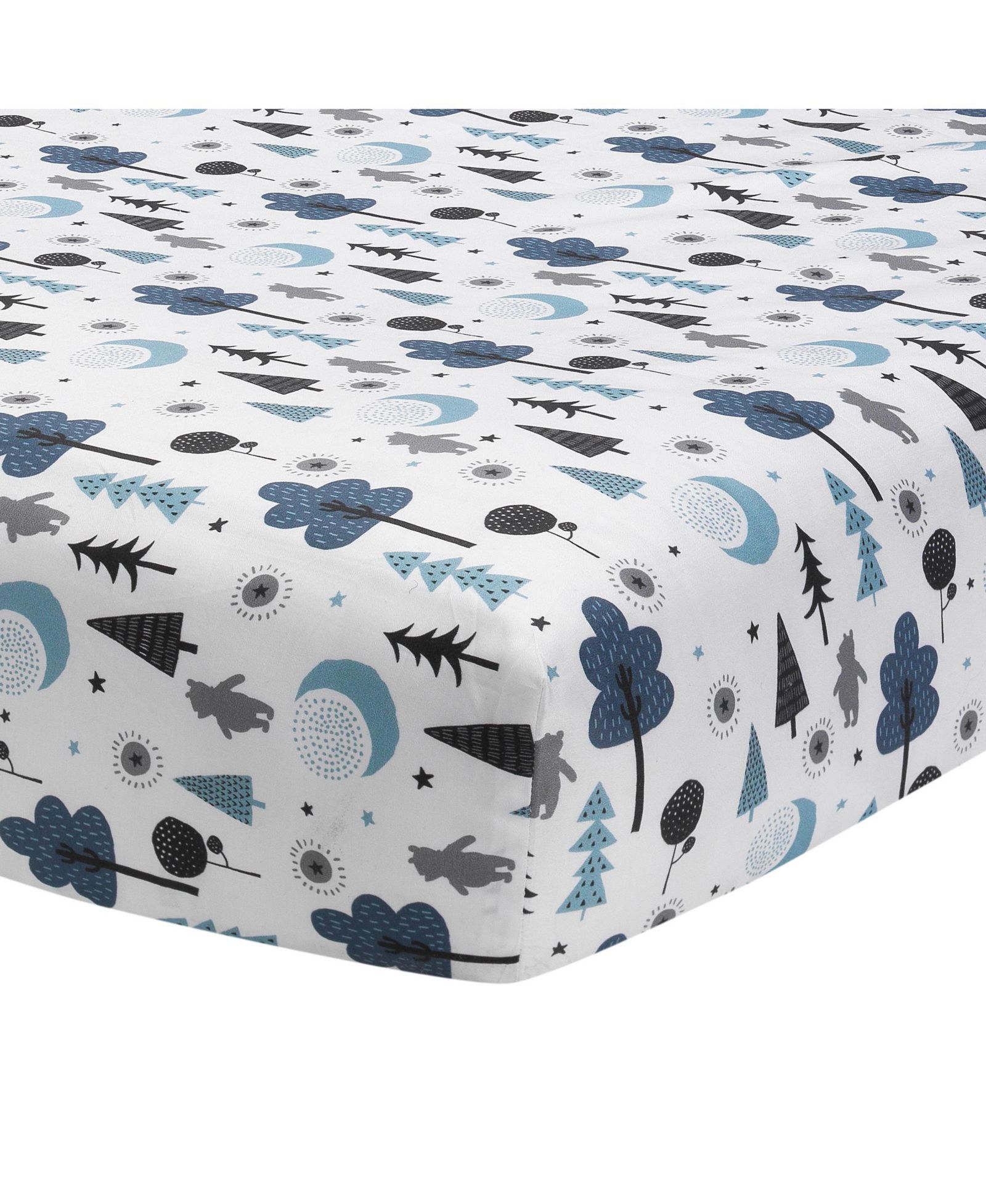 Lambs & Ivy Disney Baby Forever Pooh White/Blue Bear Fitted Crib Sheet by Lambs and Ivy