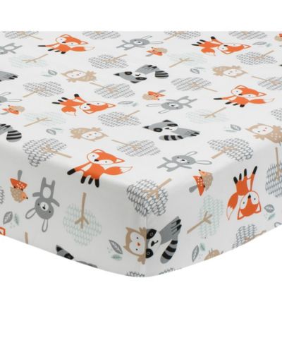 Простыня на резинке для детской кроватки Bedtime Originals Baby Woodland Friends Fox/Owl/Raccoon - White