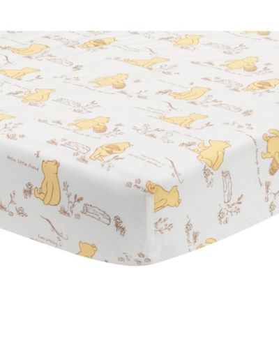Lambs & Ivy Lambs and Ivy Disney Baby Storytime Pooh 100% Cotton Fitted Crib Sheet- White