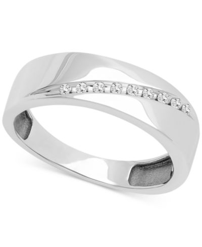 Мужское обручальное кольцо с бриллиантами в белом золоте 14k
