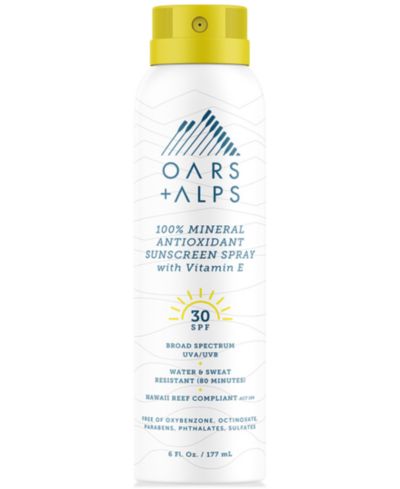 Oars + Alps 100% Mineral Antioxidant Sunscreen Spray SPF 30, 6 oz.