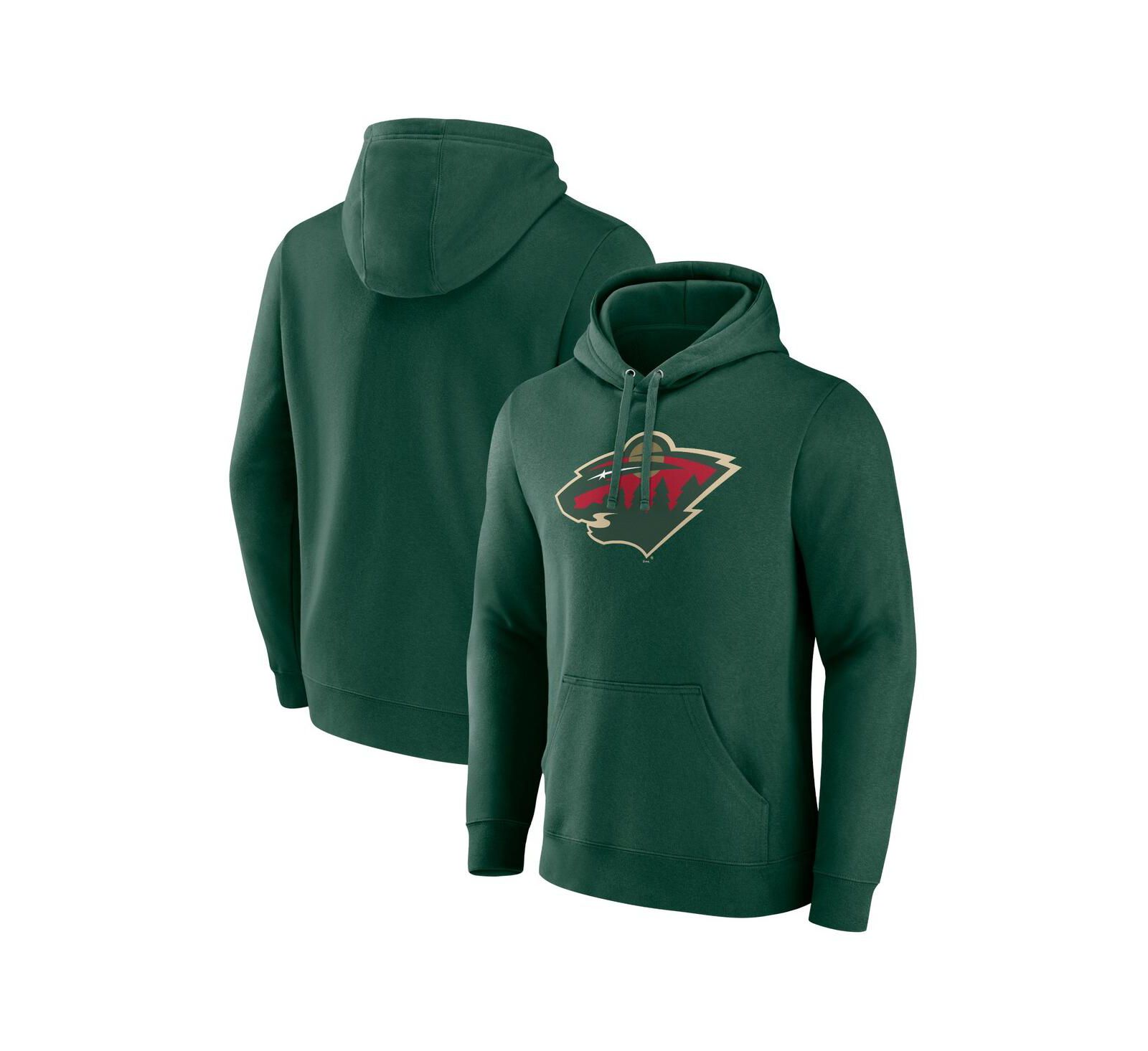 Мужской Fanatics Green Minnesota Wild Primary Logo Pullover Hoodie