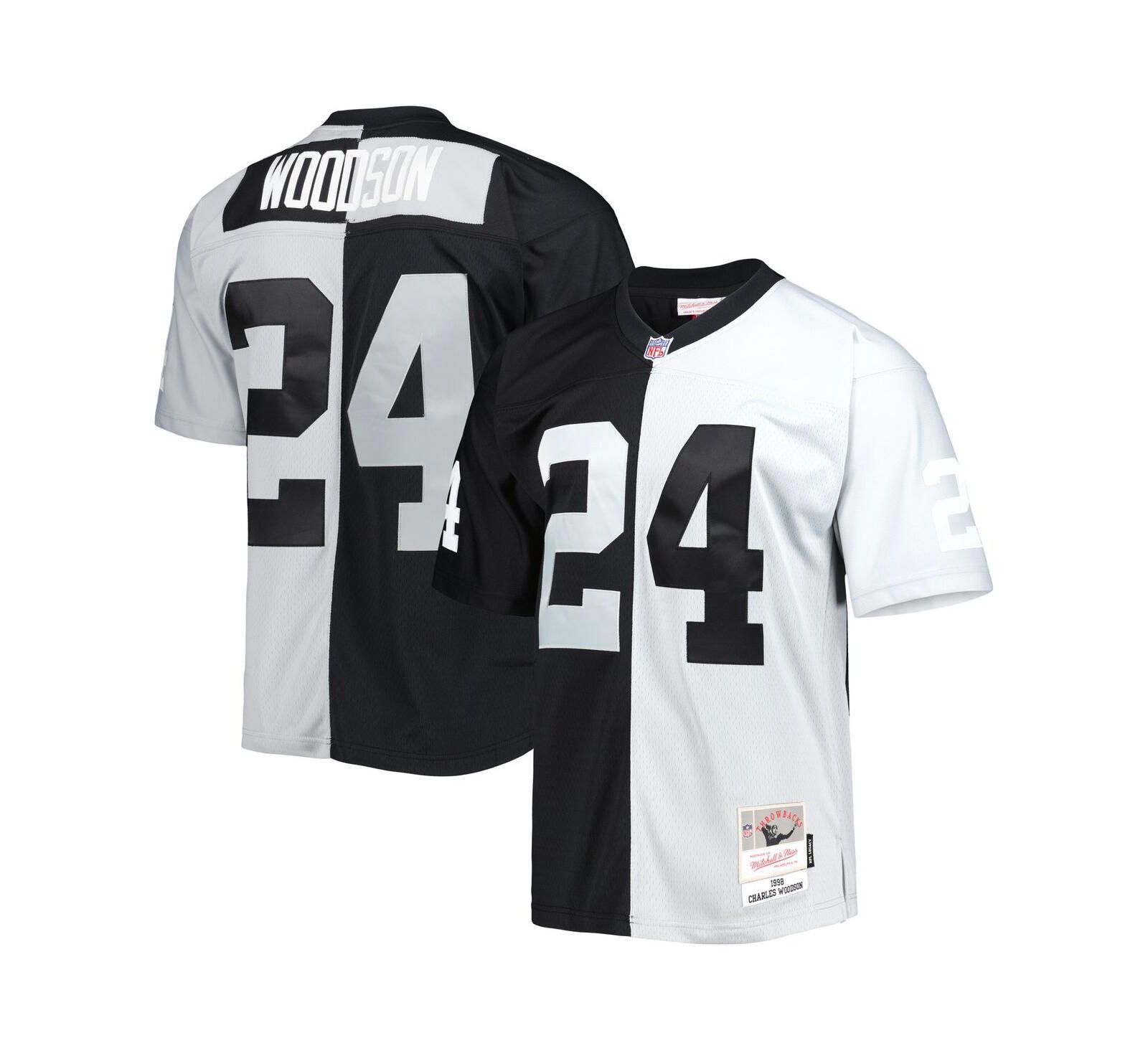 Джерси Mitchell & Ness Charles Woodson Black and Silver Las Vegas Raiders 1998 Split Legacy Replica Men's