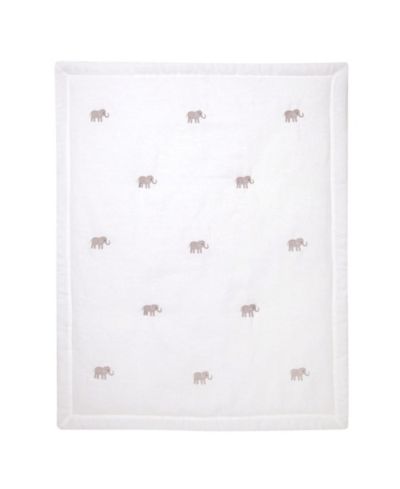 Детское стеганое одеяло Lambs & Ivy Baby Signature Elephant Creamy White Linen Embroidered Crib Quilt