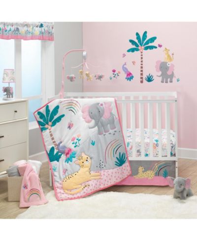 Bedtime Originals комплект постельного белья для детской кроватки Rainbow Jungle Elephant/Leopard, 3 предмета
