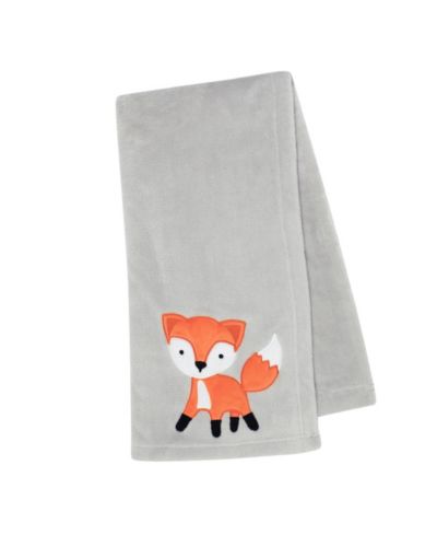 Bedtime Originals Детское флисовое одеяло Woodland Friends, серое с оранжевым лисом