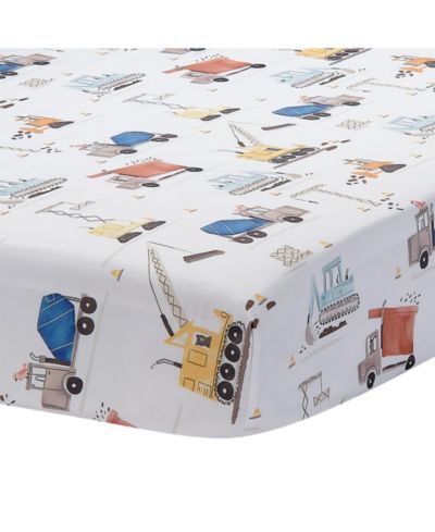 Комплект простыней Bedtime Originals Construction Zone Baby Fitted Crib/Toddler Sheet White/Trucks