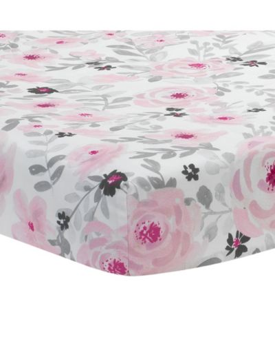 Детская стеганая простыня на кровать Bedtime Originals Blossom Pink/Gray Watercolor Floral