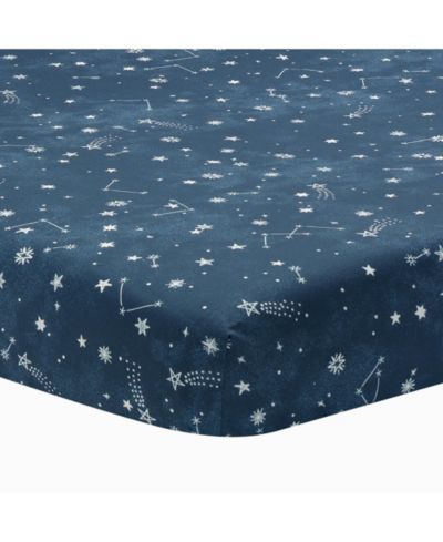 Lambs & Ivy Lambs and Ivy Sky Rocket Blue Stars/Galaxy/Space 100% Cotton Fitted Crib Sheet