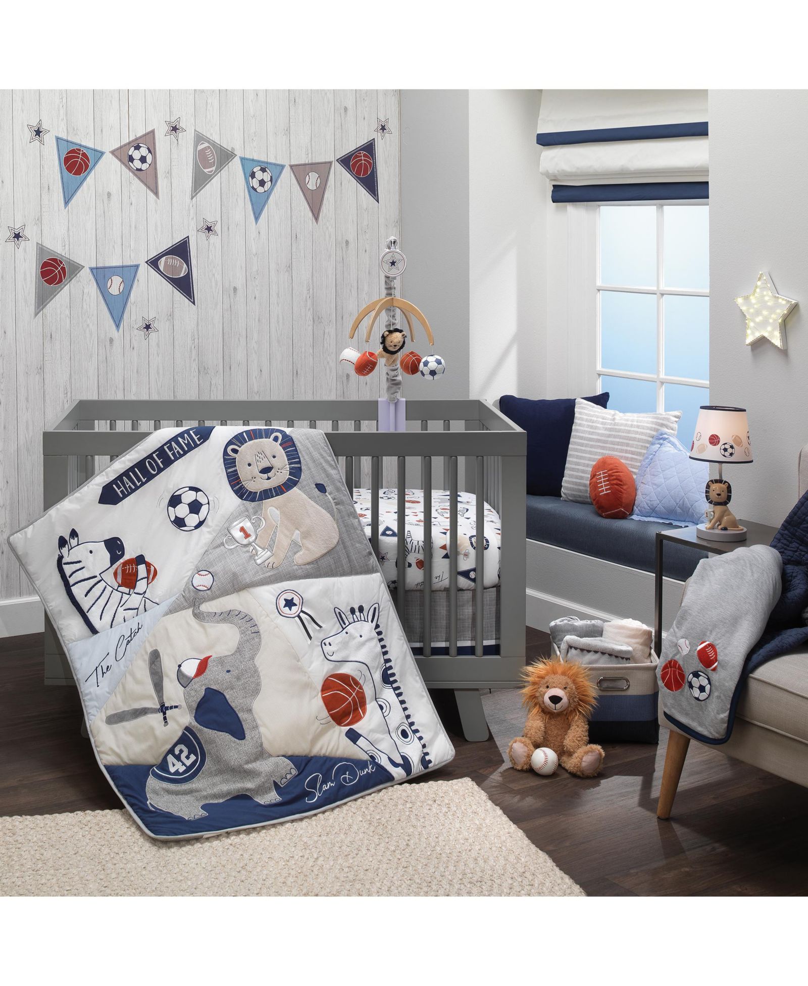 Lambs & Ivy Набор постельного белья для детской кроватки 5 предметов - Gray/Blue