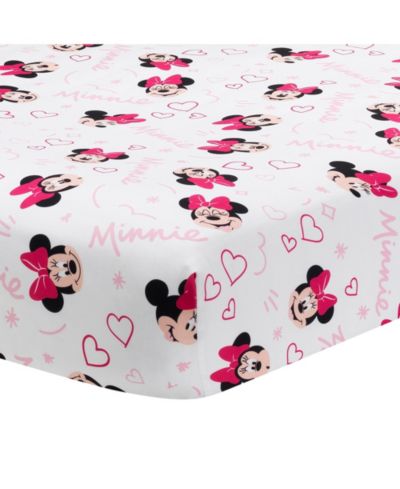 Lambs & Ivy Disney Baby Minnie Mouse Love белая/розовая наволочка на матрас детской кроватки с рисунком сердца