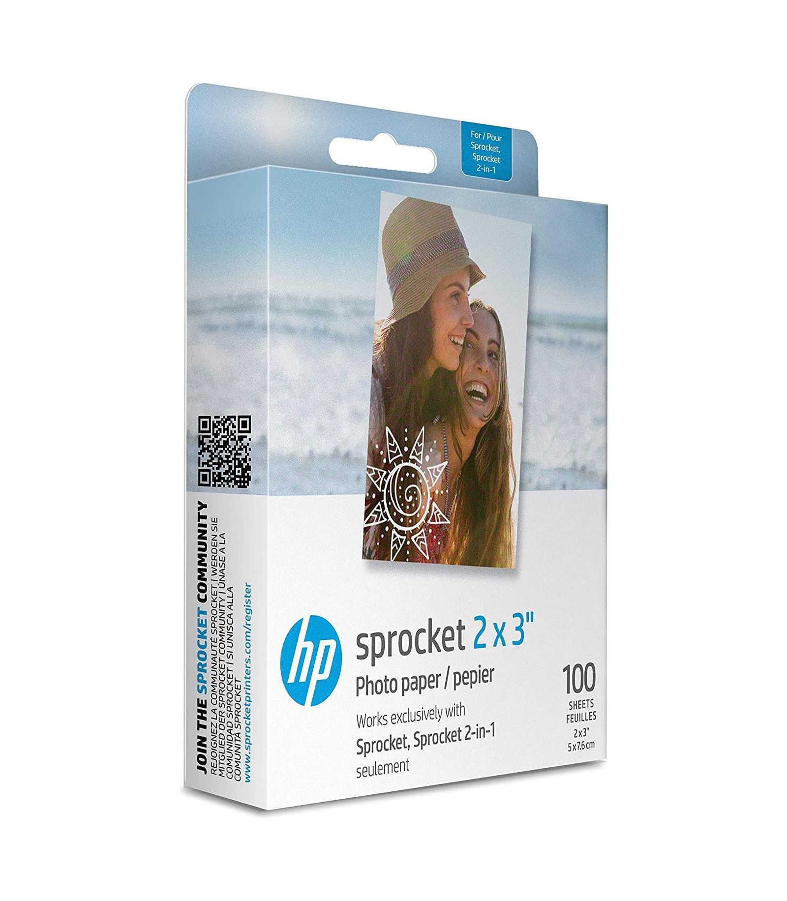 Фотобумага HP Sprocket 2x3" Premium Zink Sticky Back, 100 листов