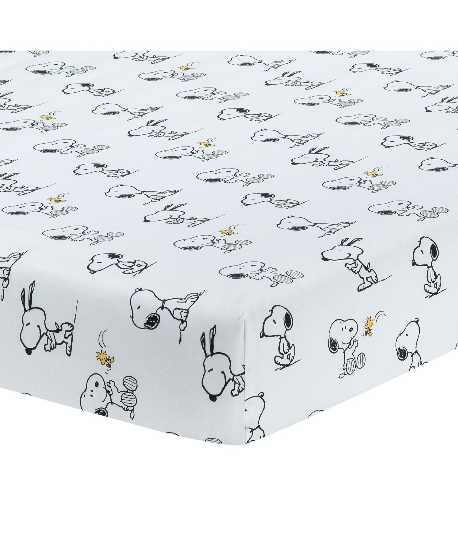 Детская хлопковая натяжная простыня на матрас Lambs & Ivy Snoopy White/Black