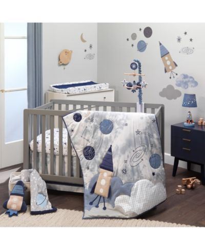 Детский комплект постельного белья Lambs & Ivy Sky Rocket, 5 предметов, голубая галактика/космос