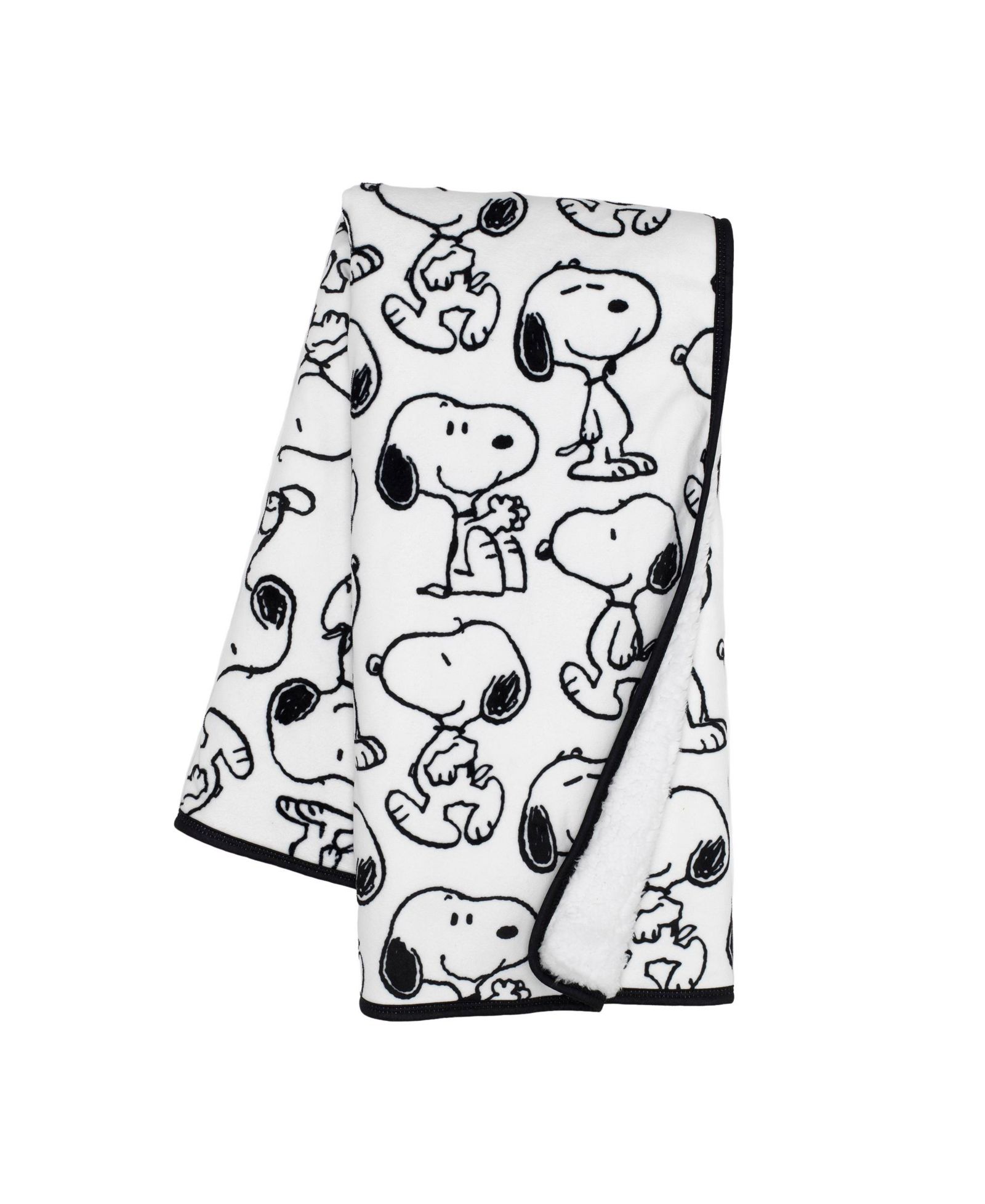 Детский плед Lambs & Ivy Snoopy Minky и faux shearling, белый/черный