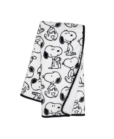 Детский плед Lambs & Ivy Snoopy Minky и faux shearling, белый/черный