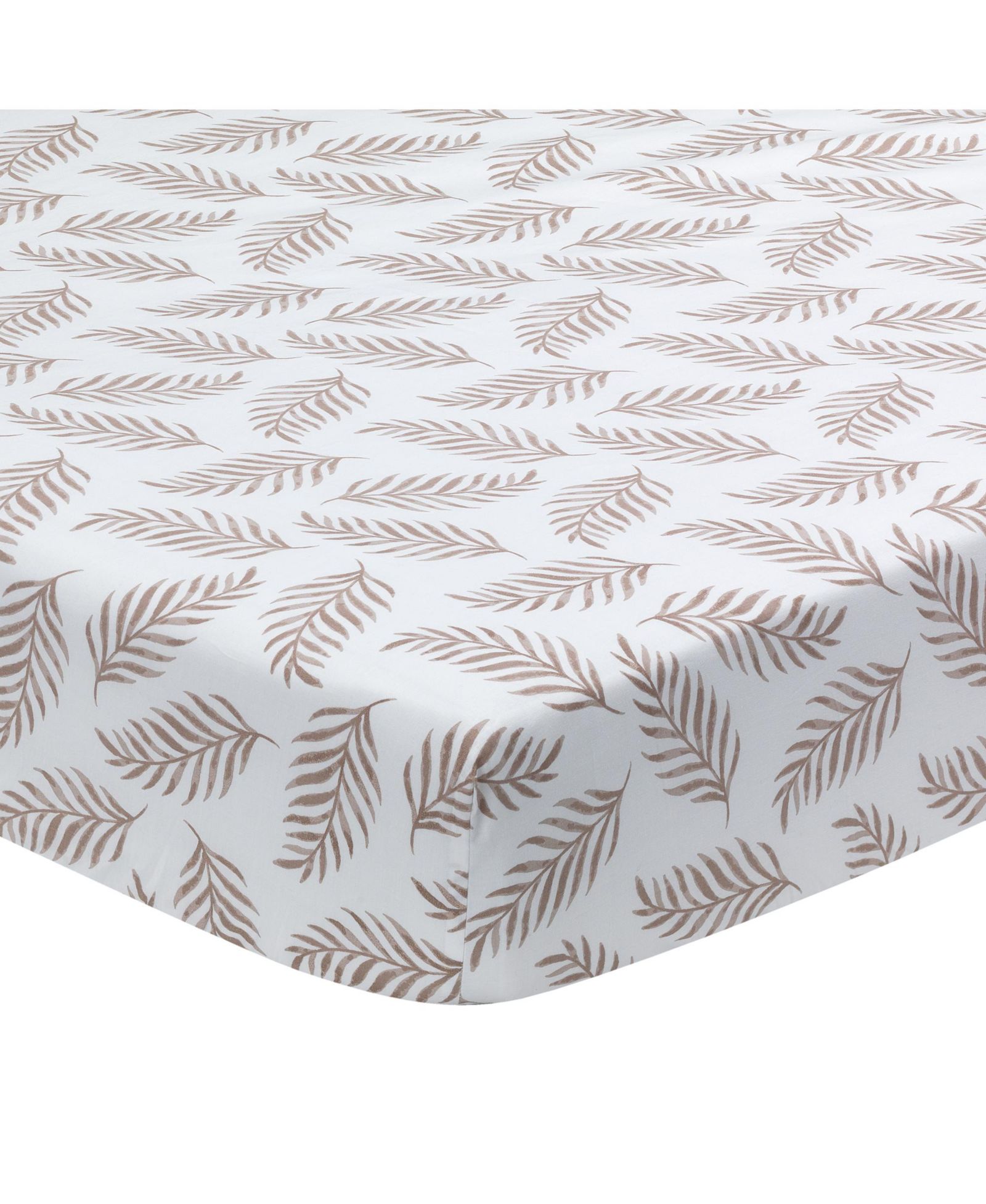 Органик хлопковая натяжная простыня для кроватки Lambs & Ivy Signature Taupe Leaves Print